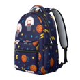 thumbnail image 2 of Basketball and Star Navy Pattern Backpack for School, Cute School Bag with Adjustable Shoulder Straps and Padded Back, 15.3"x11"x7.1", 2 of 5