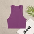 thumbnail image 2 of Penkiiy Women's Ribbed Knit Sleeveless Round Neck Slim Fitted Basic Crop Tank Top S Purple, 2 of 3