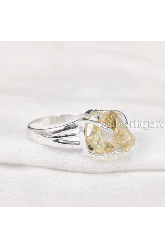 Natural Citrine Ring, Rough Citrine Gemstone Ring, November Birthstone, Boho Ring, 925 Sterling Silver, Womens Ring, Christmas, Thanksgiving, Handmade, Statement Jewelry, Rough Gemstone Jewelry