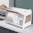 thumbnail image 4 of 1 PCS Tea Color Dish Drying Rack, Drying Drainer, Dish Drying Rack and Drain Board with Lid Cover,  49.2*30*34.6cm/19.37*11.81*13.62 in, used in homes, milk tea shops, bars, coffee shops, 4 of 9