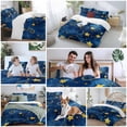 thumbnail image 5 of Blue Starry Sky Bedding Duvet Cover Set Twin Size 4 Pieces Star Galaxy Fantasy Romantic Bedding Set with Zipper Closure, 1 Comforter Cover 68x86 Inches 1 Flat Sheet & 2 Pillow Cases, 5 of 7