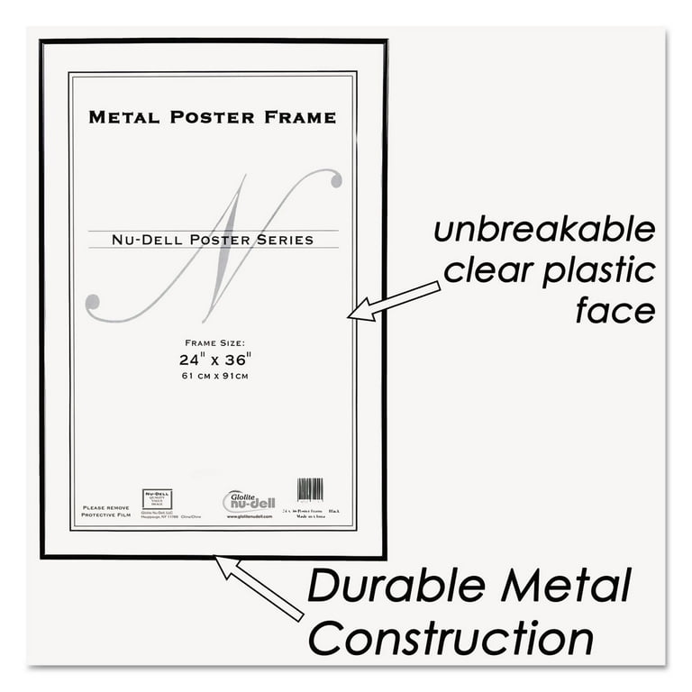 Metal Poster Frame, Plastic Face, 24 x 36, Black Metal Poster Frame, Plastic Face, 24 x 36, Black