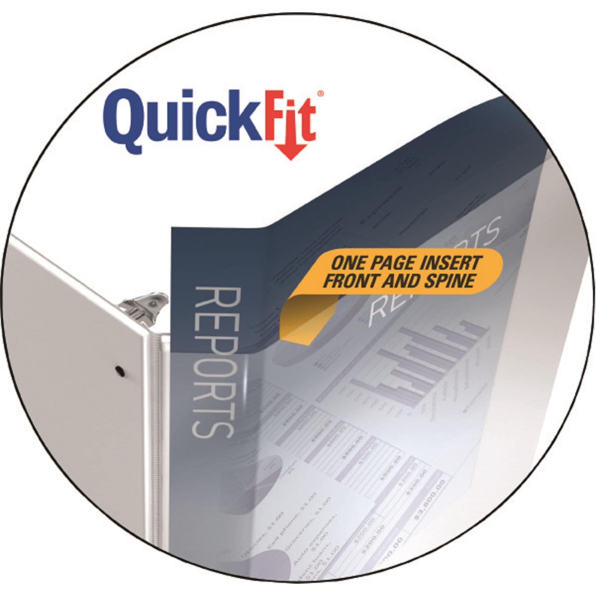 QuickFit® Landscape Overlay 3-Ring Binder, 1 1/2" Round Rings, Black