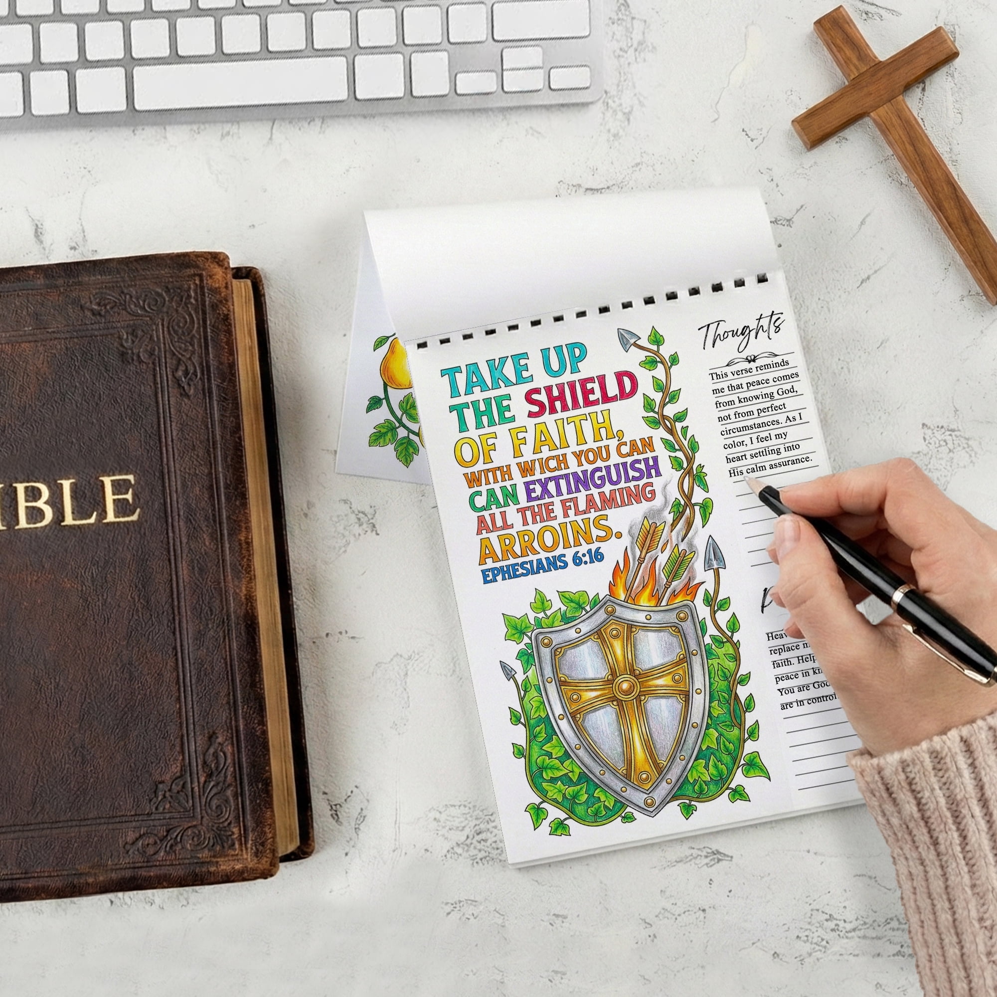 The Epistles Coloring Book for Adults, 30 Minimalist Scripture Art Pages with Reflection & Prayer Space, Spiral Bound, A4 or A5 Softcover or Wood Cover