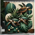 thumbnail image 3 of Ambesonne Turtle Shower Curtain, Mid Century Monstera Marine, 69"Wx84"L, Hunter Green Beige Brown, 3 of 4