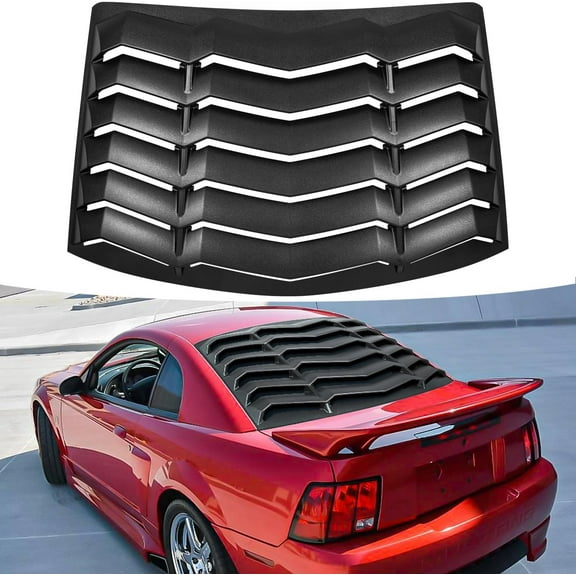 Rear Window Louver Fits for Ford Mustang 1994-2004 in GT Lambo Style Custom Fit Windshield Sun Shade Cover ABS (Matte Black)