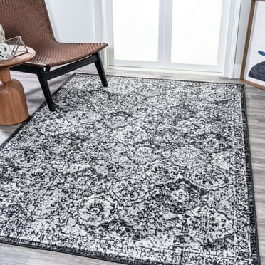 JONATHAN Y MDP205B-4 Modern Persian Boho Vintage Trellis Black/Ivory 4 ft. x 6 ft. Area Rug, Bohemian Traditional, Pet Friendly, Stain Resistant, Easy to Clean, for Living Room; Kitchen, Bedroom