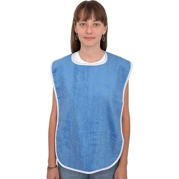 Elaine Karen Premium Lightweight Adult Bibs for Elderly Seniors and Disabled Adults, 3 Pack (Blue)