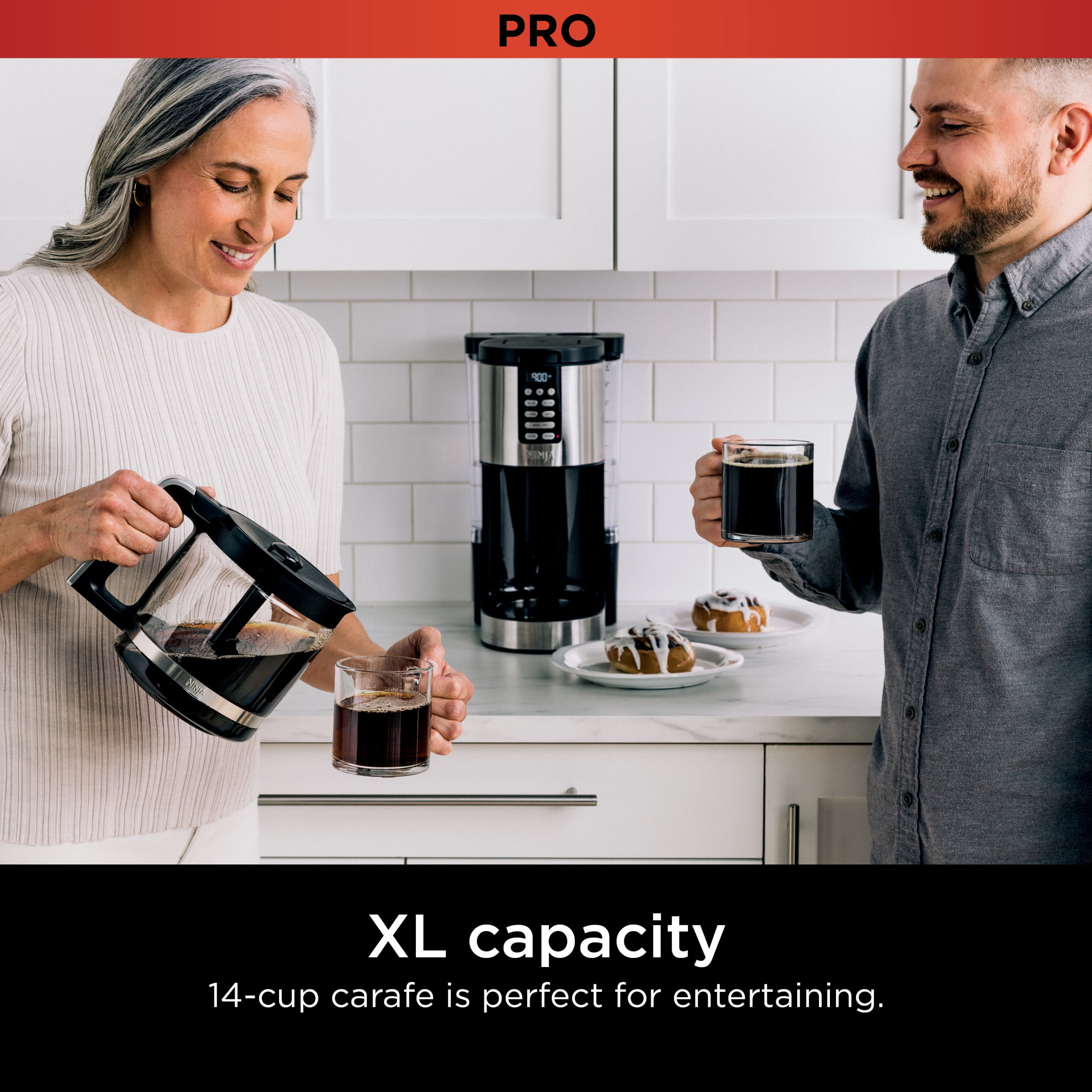 Ninja Programmable XL 14-Cup Coffee Maker PRO, Glass Carafe, Permanent Filter, Stainless, DCM201