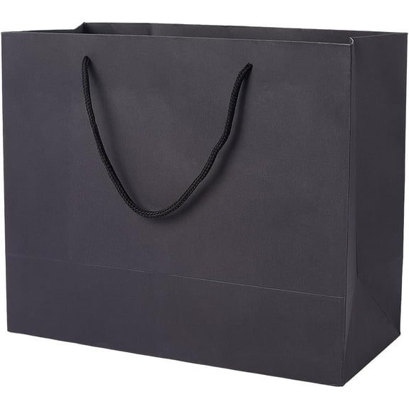 3Pcs Black Paper Gift Bags Gift Wrap Envelope Bags Large Thick Durable Goodie Party Rectangle Shopping Packaging Birthday Wrapping Present Toe with Handle for Graduations Retirements Holiday