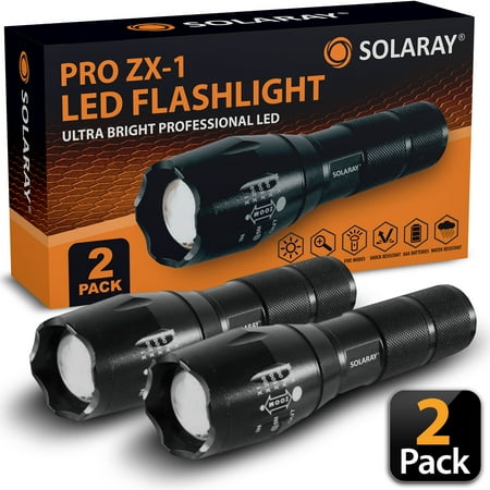 LED Tactical Flashlights - 5 Light Modes and Zoomable Small EDC Flashlight for Camping Fishing Hunting [2 Pack]