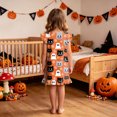 thumbnail image 5 of NIEWTR Toddler Baby Girl Halloween Dress Outfit Little Baby Girl Summer Fall Gingham Palid Dress Cute Pumpkin Embroidery Lace Flying Sleeve A-Line Dress, 5 of 7