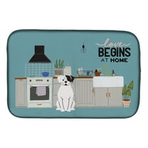 White Boxer Kitchen Scene Dish Drying Mat