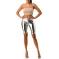 thumbnail image 4 of Women's Casual Metallic Pu Leather Biker Shorts, 4 of 4
