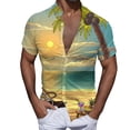 thumbnail image 1 of Camisas Cuello De Hombre Hombres Casual Manga corta Primavera Verano Turndown Neck 3D Impreso Camisas Moda Top Blusa Camisas (Green, L), 1 of 4