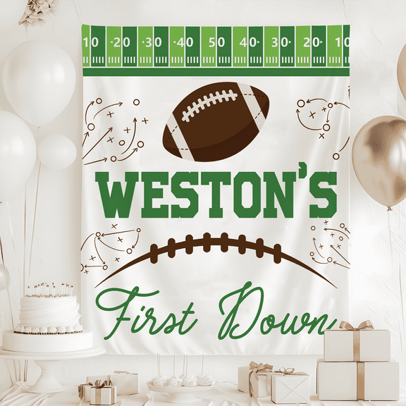 First Year Down Birthday Tapestry, Football 1st Birthday Banner, First Down Birthday Backdrop, Sports First Birthday Party Decor