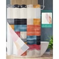 thumbnail image 2 of No Hook Shower Curtains with Snap in Liner, Colorful Abstract Geo Waterproof Fabric Shower Curtain, Vintage Color Block Double Layers & See-Through Top Window Bathroom Curtains 72''x84'', 2 of 6