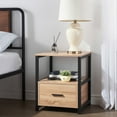 thumbnail image 2 of VECELO Nightstand with Drawer and Open Shelf, Side Table for Bedroom, Living Room, Oak, 2 of 8