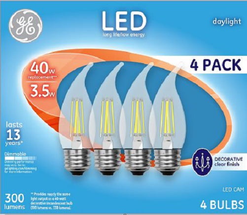 3.5w Ge 37420 Decorative 40w Replacement Led Light Bulb 4-Pack