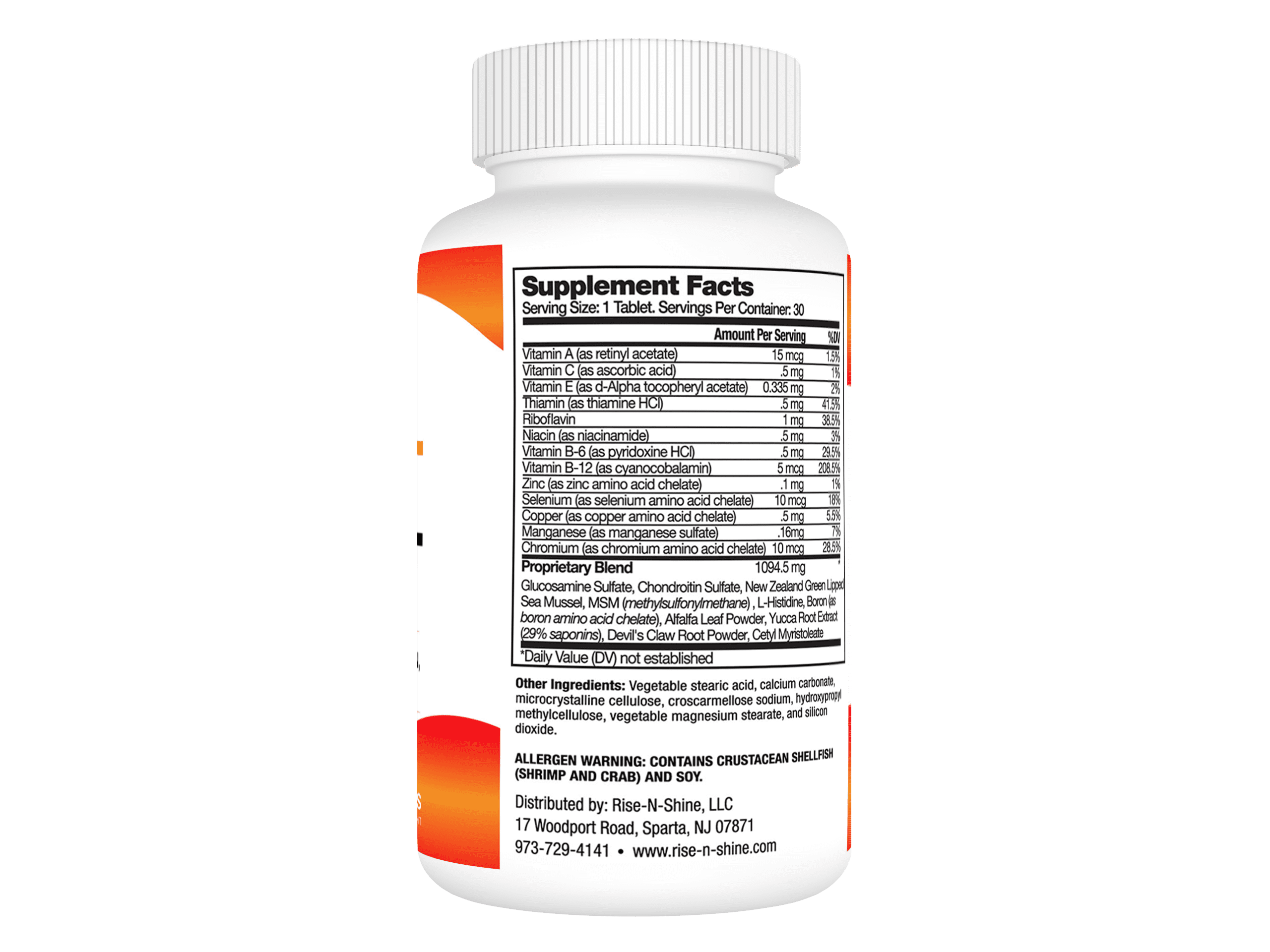 Rise-N-Shine, Joint Support with Glucosamine, Chondroitin, MSM & More, Men and Women, 30 Count
