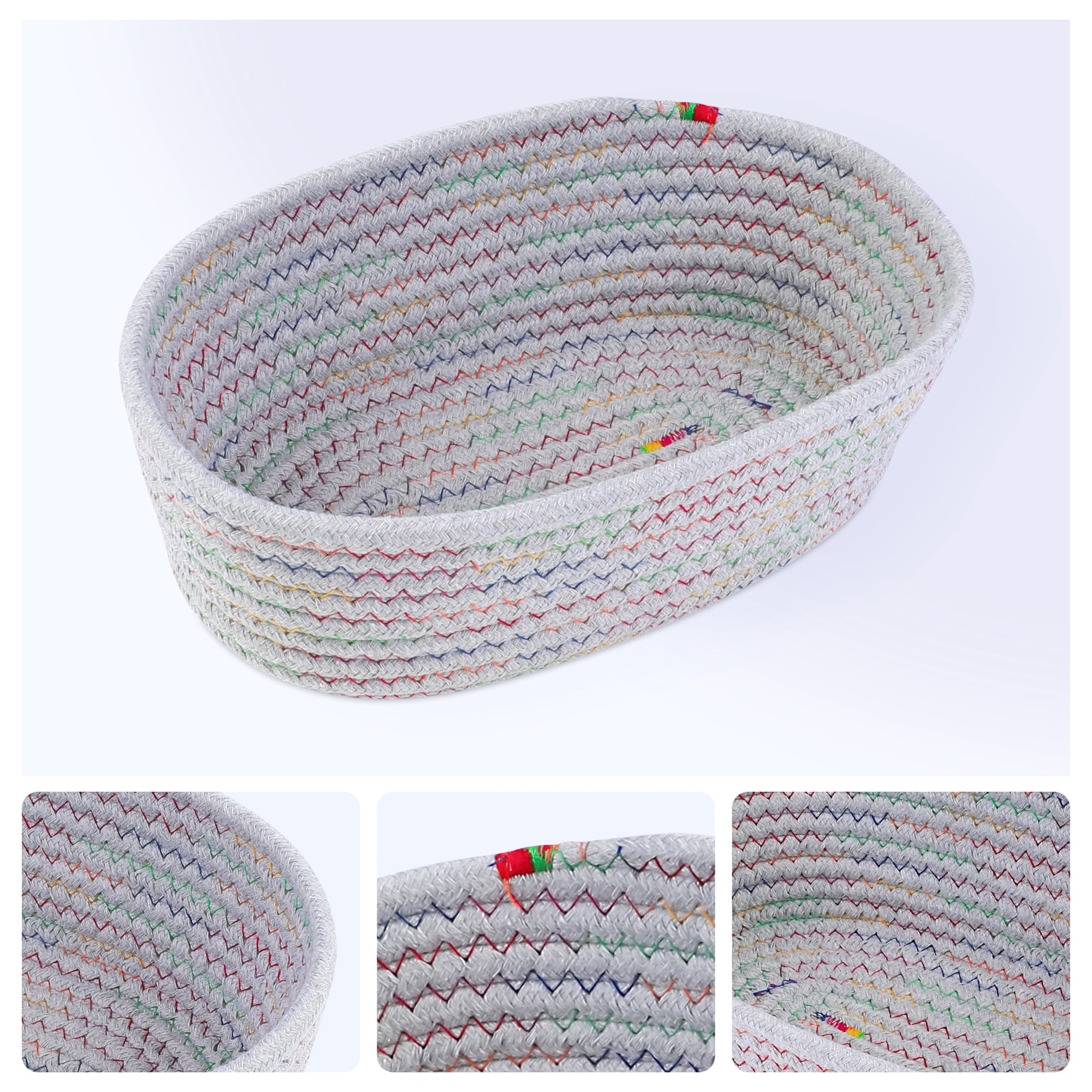 Unique Bargains 3Pcs Storage Basket for Key Tray Bowl Grey 10.2*6.3*3.1in