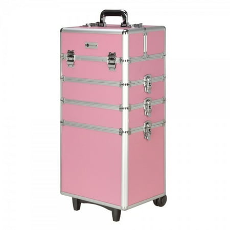 Cosmetic Train Case - Homegear Professional Cosmetics Wheeled Makeup Train Case Pink
