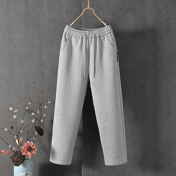 Women's Fleece Sweatpants Sherpa Lined Pants Winter Warm Drawstring Cozy Plus  Size Lounge Trousers with Pockets 