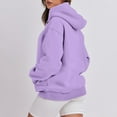 thumbnail image 3 of Ogiraw Hoodie Women's Solid Color Zipperless Long Sleeved Pullover Hooded Sweater Womens Tops Purple M, 3 of 5