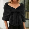 thumbnail image 2 of WREESH Women's Bridal Wedding Faux Shawl Stole Wrap, Elegant Winter Warm and Comfortable Scarf Black, 2 of 5