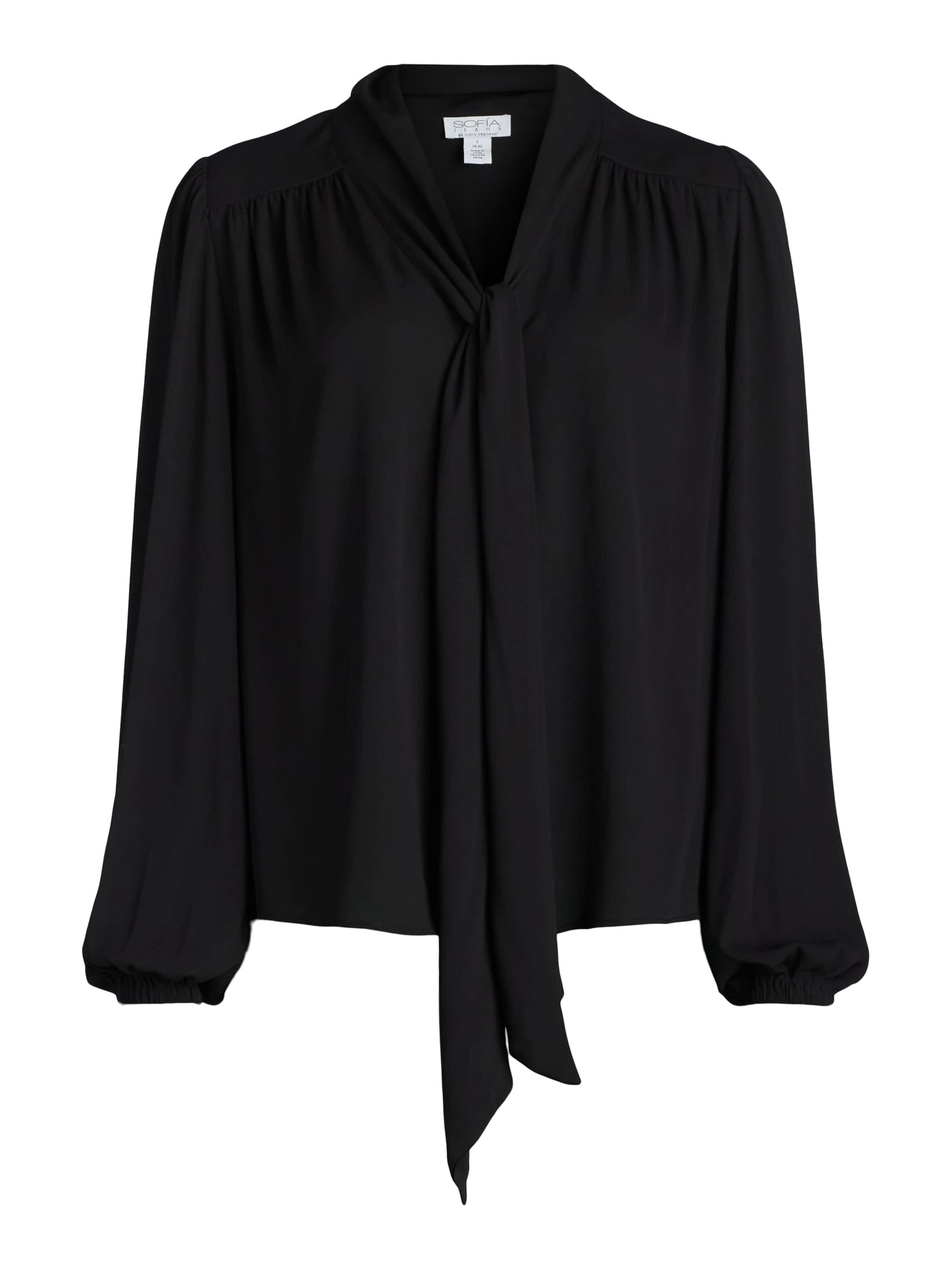 Sofia Jeans Women's Bow Blouse with Long Sleeves, Sizes XS-XXXL