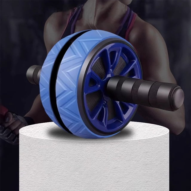 Ab Roller Wheel for Core Strength Training - 11.81 Inch Abdominal Exercise Wheel with Knee Pad - Home Gym Equipment for Abs, Arms & Back Workout - Blue Steel & Plastic Construction Akmoler
