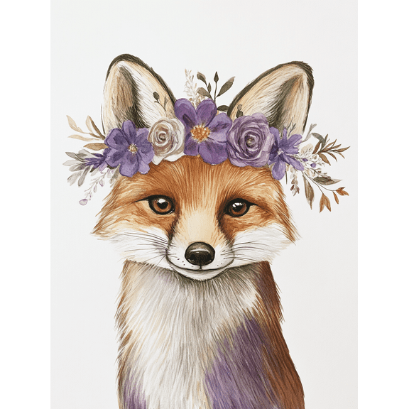 Floral Fox Canvas Print/Wall Art， Perfect for Living Room， Bedroom， Bathroom， Nursery， and Office Decor.