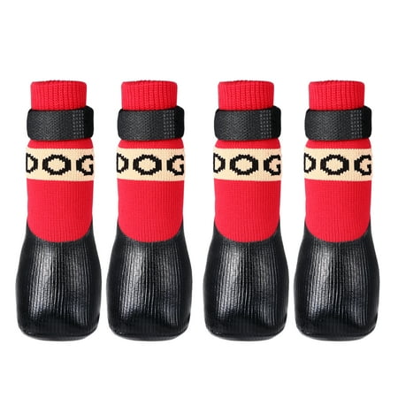 Avaner Anti-Slip Dog Socks Boots  Waterproof Dog Shoes for Winter Outdoor Hold/Cold Pavement  Snow Rain Days  Non Slip Paw Protectors Booties for Hardwood Floors Puppy Senior Dog Red L