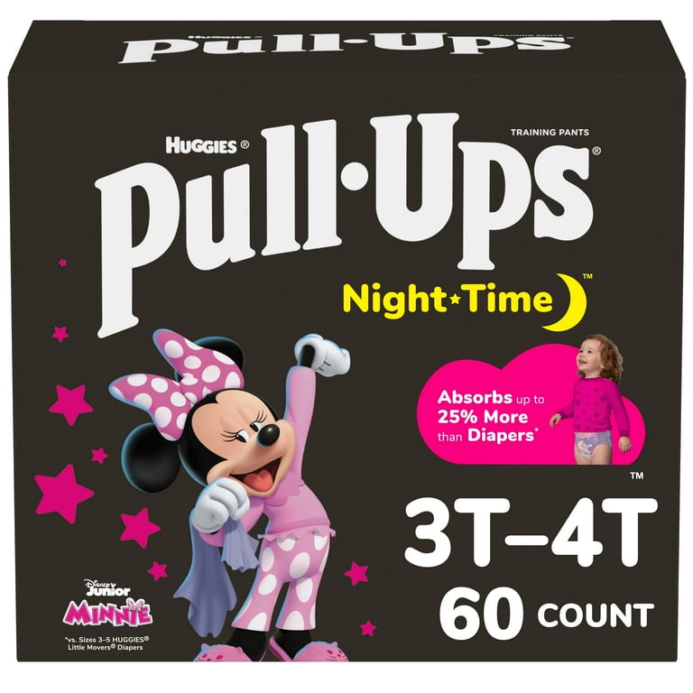 Huggies Pull Ups Trainers Girls Night Time Nappy Pants Age 2-4 Years  Nappies Size 6, 15-23kg x18