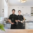 thumbnail image 2 of Hombres Mujeres Chef Coat Manga corta Camarero Ropa Sudor Absorber Ropa Uniforme Negro 4XL jinwen Chaquetas de cocinero, 2 of 8