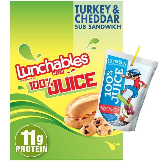 Lunchables Turkey & Cheddar Sub Sandwich with 100 Juice, 10.2 oz Box