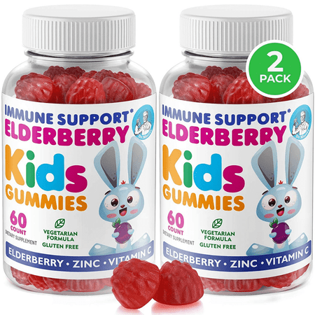 Dr. Moritz Elderberry Gummies for Kids (2 Pk) Natural Health Support with Black Sambucus Elderberries Extract - Vitamin and Zinc Herbal Immunity Boost Supplement for Children
