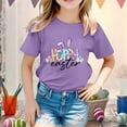 thumbnail image 2 of GDREDA Vêtements Fille Enfant Filles Pâques Mignon Graphique Col Rond Manches Courtes T-Shirt Été Décontracté T-Shirt Mignon Hauts pour Fille Tendance Violet, 3-4 Ans, 2 of 4