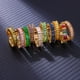 thumbnail image 3 of Anillos de circón cúbico chapados en oro para mujer, acero inoxidable abierto, anillo de dedo de cristal de lujo verde, joyería Bohemia, regalo de fiesta de boda, 3 of 4