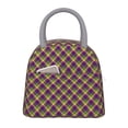 thumbnail image 1 of Balery Mardi Gras Plaid Bolsa de Almuerzo para Mujeres, Caja de Almuerzo, Bolsa de Almuerzo Pequeña Impermeable, Tote de Almuerzo Reutilizable con Gran Capacidad, 1 of 6