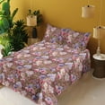 thumbnail image 2 of Ambesonne Floral Fitted & Flat Sheet with Sham 3 Pcs Set, Lilac Rose and Magnolia Art, Twin, Cinnamon Pink and Violet, 2 of 5