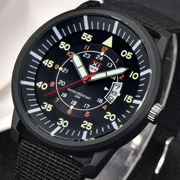 Yiwula Military Mens Quartz Army Watch Black Dial Date Luxury Sport