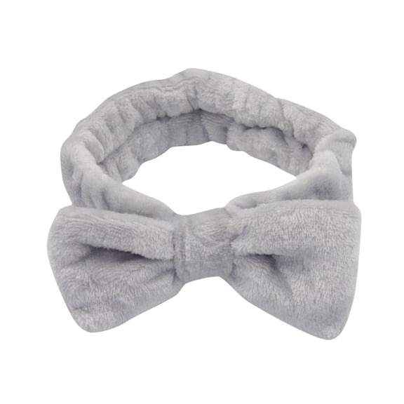 Women's Plush Wide Headband Solid Color Fleece Hair Wrap for Face Washing Makeup and Spa Daily Care Gray