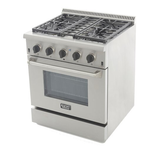 KUCHT Professional 30 in. 4.2 cu. ft. Dual Fuel Range for Natural Gas with Sealed Burners and Convection Oven in Stainless Steel with Tuxedo Black Knobs