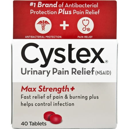 Cystex Plus Urinary Tract Infection Antibacterial Protection Plus Pain Relief Max Strength Plus, 40 Count, (Best Pain Medication For Urinary Tract Infection)