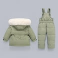 thumbnail image 7 of Toddler Baby Winter Ski Suit Long Sleeve Down Jacket Puffer Jumpsuit Overalls Windproof Warm Outerwear 2 Piece Snowsuit, Green, 2 Years, 7 of 7