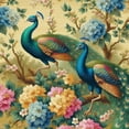 thumbnail image 6 of PIKWEEK Vintage Watercolor with Peacock On Tree Cherry Flowering Trees with Flowers Yellow Colorful Bird Waterproof Resistant Fabric Round Tablecloth White, 6 of 8