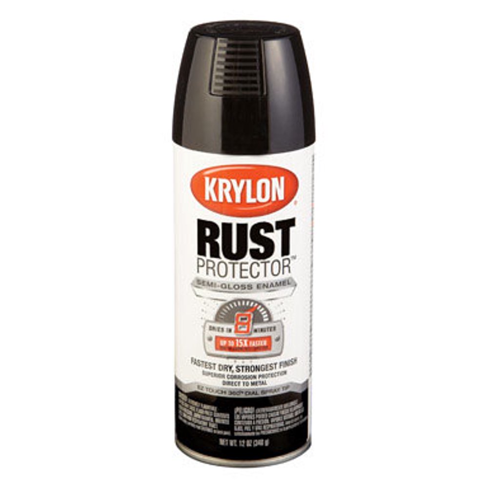 Krylon Rust Protector Enamel SemiGloss Spray Paint, Black, 12 Oz