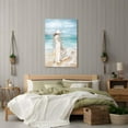 thumbnail image 4 of HFDF Coastal Wall Decor Beach Pictures: Beachy Woman with Umbrella Canvas Art Ocean Sea Lady Artwork Nautical Sailboat Painting for Living Room 16x24inch Framed, 4 of 6