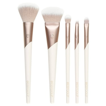 EcoTools Luxe Natural Makeup Brush Set, for Face, Cheek, and Eye Makeup, 5 Piece Set